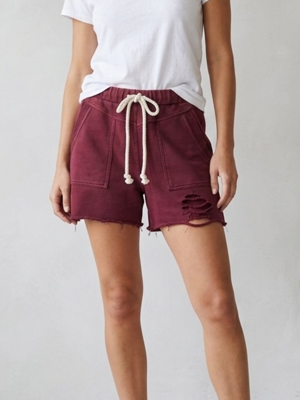 POL Women’s Distressed Maroon Sweat Shorts Size Small